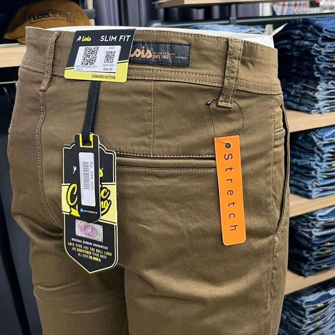 celana chinos merk lois original slimfit premium quality Pria Panjang Katun