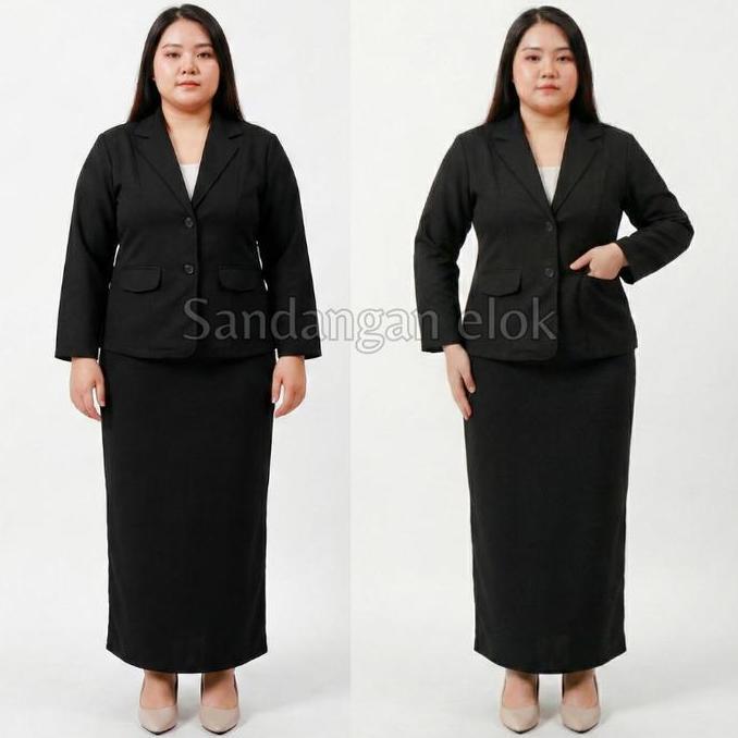 PROMO / Setelan Jas Sidang Skripsi Wanita Jumbo - Setelan Blazer dan Rok Span panjang Wanita - Blaze