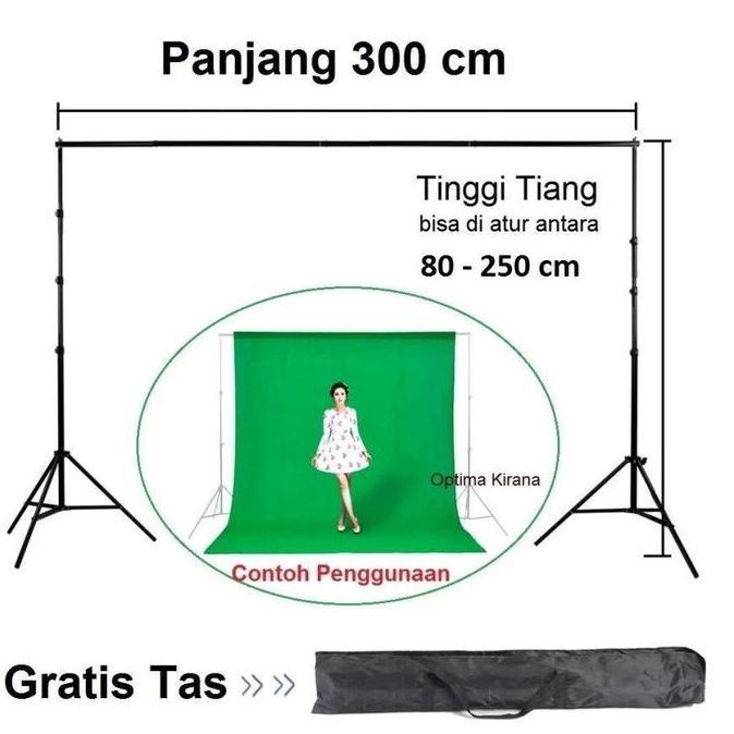 TERMURAH - Tiang Kain Foto Green Screen Tripod Gawang Stand 3x2.5 M Back Ground Backdrop Studio Lata