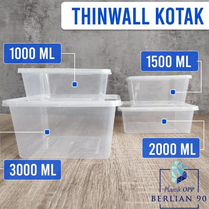 Termurah Thinwall Berlian Sq 1500Ml / Kotak Makanan Plastik 1500Ml / Thinwall Kotak 1500Ml