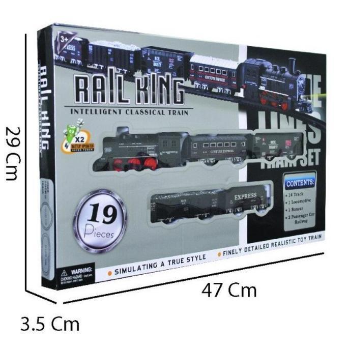 Toys- Mainan Anak Kereta Api Rail King 19 Pcs Classic Train Locomotif Kado Permainan Control Plastik