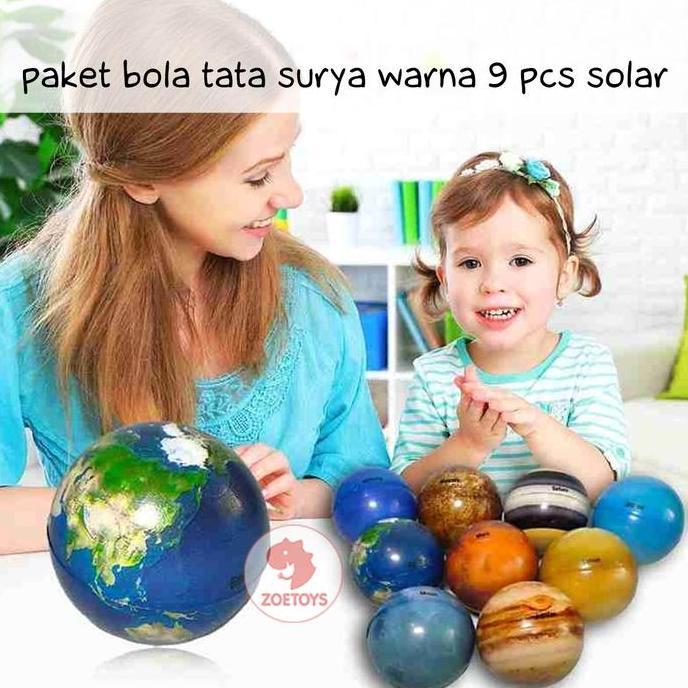 Shukaku Paket Bola Tata Surya Warna I Montessori Outer Space Planet Figures Tata Surya Bola Elastis