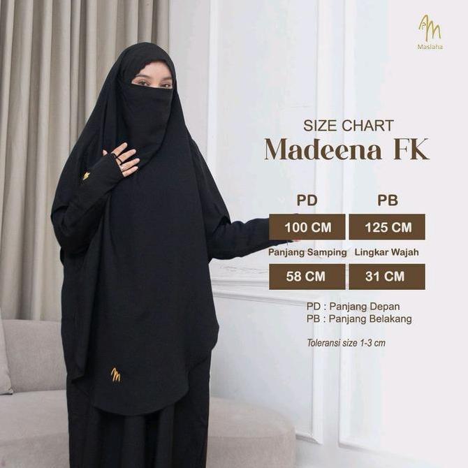 Maslaha Niqab Madeena French Khimar Bordir  Long FK Instant Umroh Haji  Shamira Stretch | Kerudung U