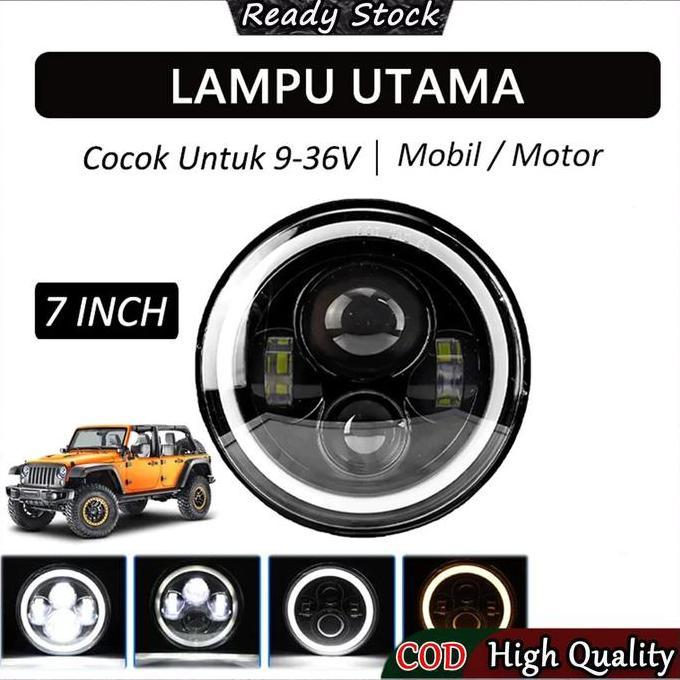 READY STOCKLampu LED 7 inch 4 Mata Lensa 2 Warna High/Low/ Lampu Utama Mobil 7 Inch Projie Plus 4 LE