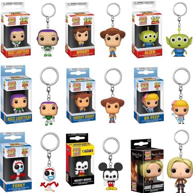 HOT SALE FUNKO POP KEYCHAIN (DISNEY, TOY STORY, BUZZ, WOODY, ALIEN, MICKEY) TERMURAH