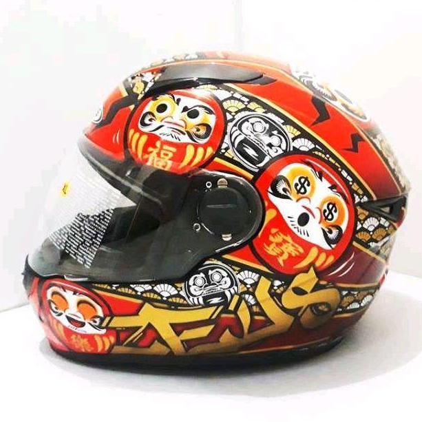 Termurah Zeus Zs811 Z811 Daruma Al35 Black/Red Full Face
