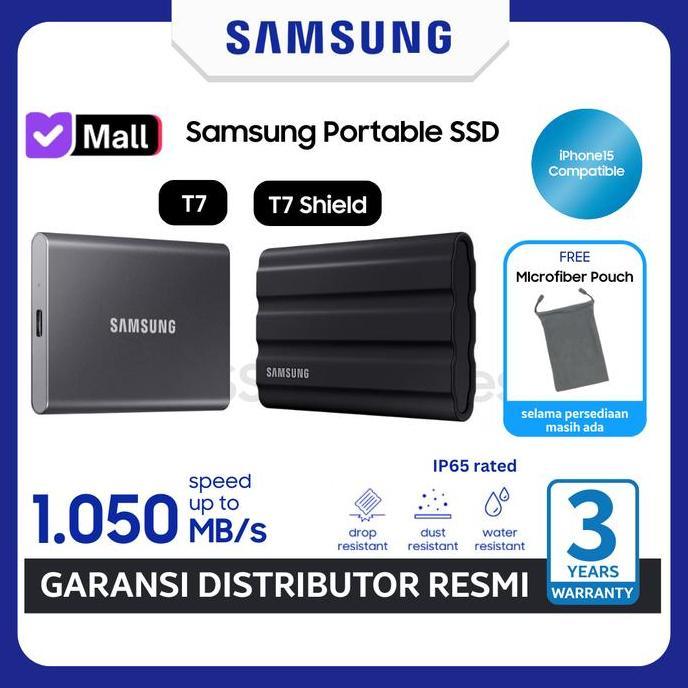New- Netyou- Samsung Ssd Portable T7 Shield 1Tb / Tb / 4Tb External Ssd Eksternal Type C - Garansi 3