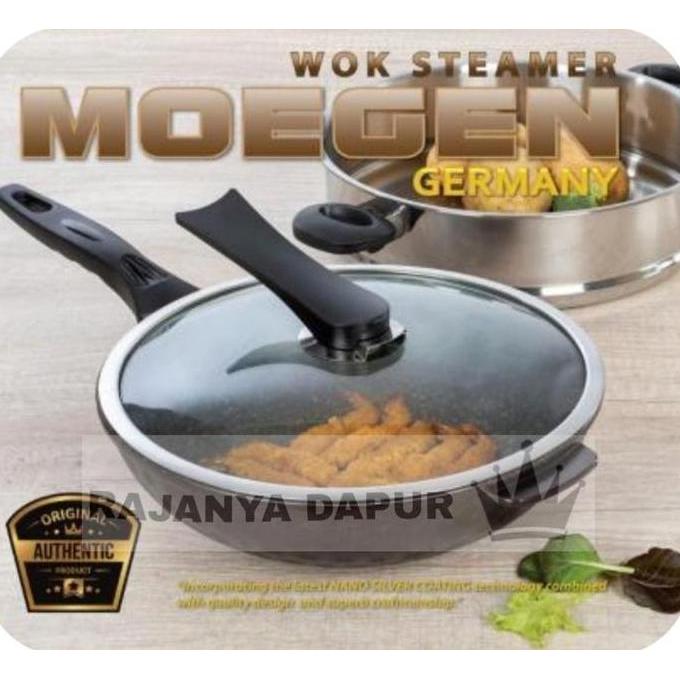 Panci Wok Pan New YEOBO Korea Granite Orange 30cm + Steamer Stainless