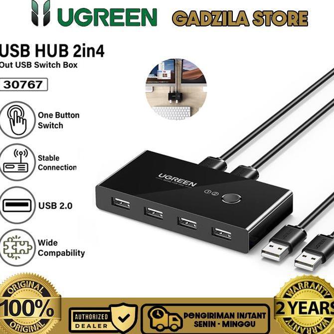 UGREEN Adapter HUB Pc 2 In 4 Port USB 2.0 & 3.0 Sharing Switch Selector For Komputer Laptop PC Keybo