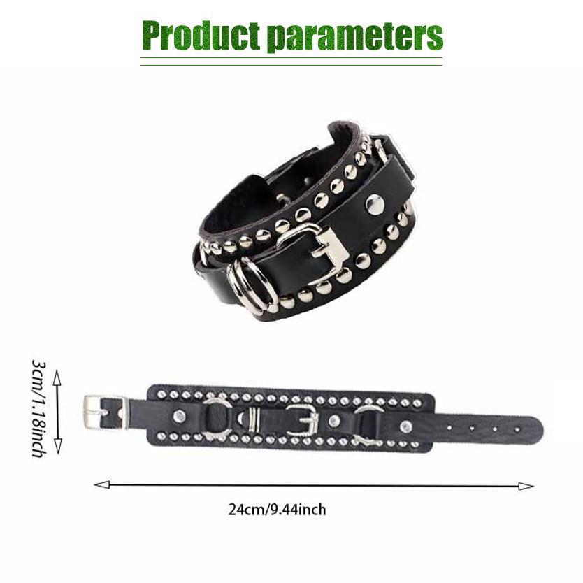 Gelang Kulit Punk Rock Cool FashionAksesoris Punk Rock Gelang Punk Dilengkapi Rock Metal Gothic Gela