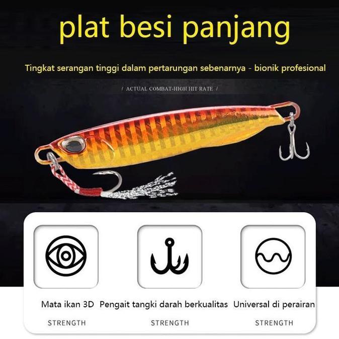 Umpan Buatan Payet Logam Lempar Pancing Laut Tenggelam Sendok Jigging 40/60G Umpan Bass Jigging Cor 