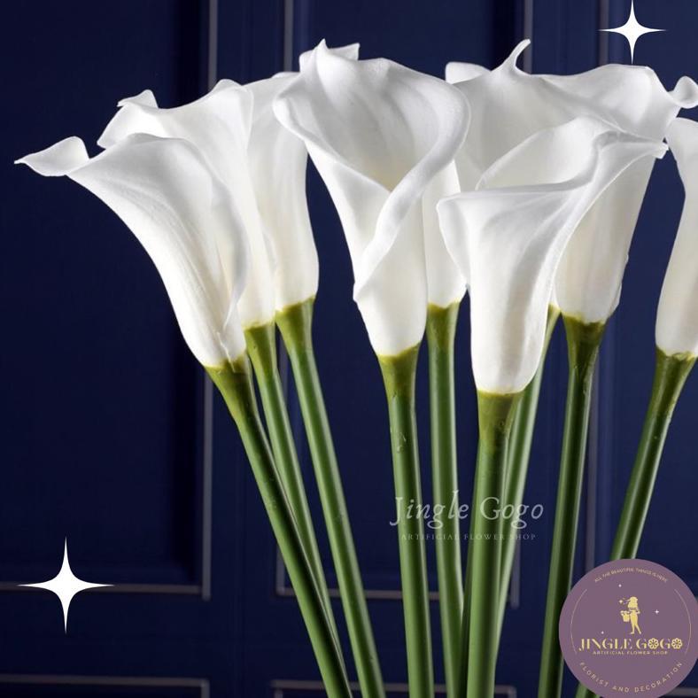 Bunga Calla Lily Besar Lili Artificial Latex Jumbo Premium Putih Pink Dekorasi Buket Wedding A504