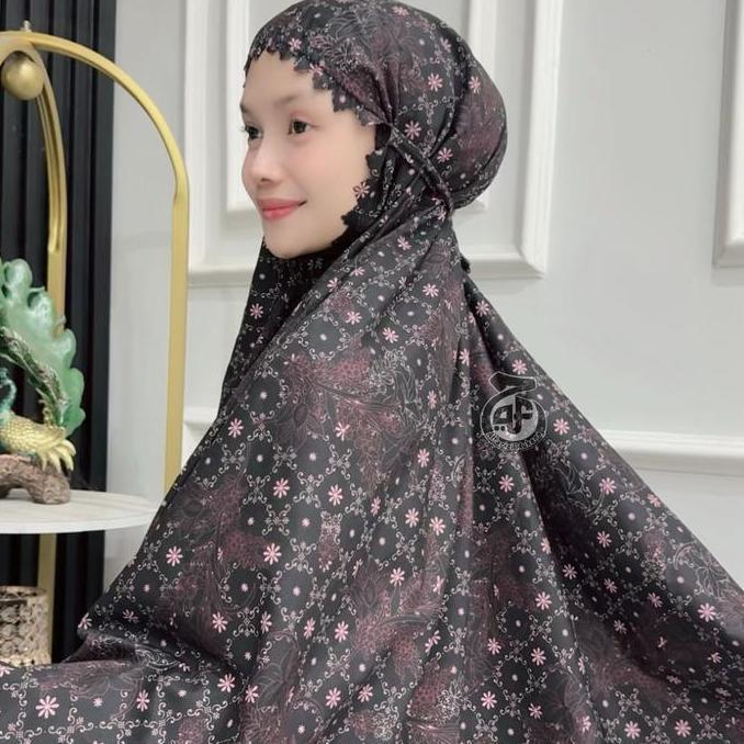 Alfarizi Mukena Travel Mini Pouch Aliza 2in1 Katun Motif Premium Terbaru Dewasa  Atasan  Bawahan CD 