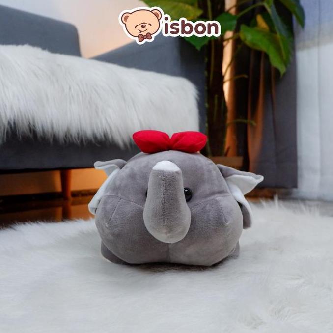 Boneka Gajah Bulat Memakai Pita Merah Gendut Mainan Anak Hadiah Ultah Halus Lembut Premium Istana Bo