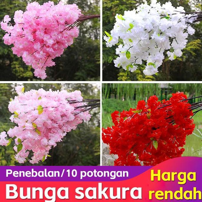 (60PCS) Cherry Blossoms Artificial Panjang 1 Meter / Bunga Hias Dekorasi Pernikahan / Sakura Tangkai
