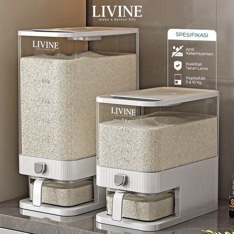 LIVINE Dispenser Beras Tempat Beras Wadah Beras Aesthetic Rice Box Dispenser LRD-6910