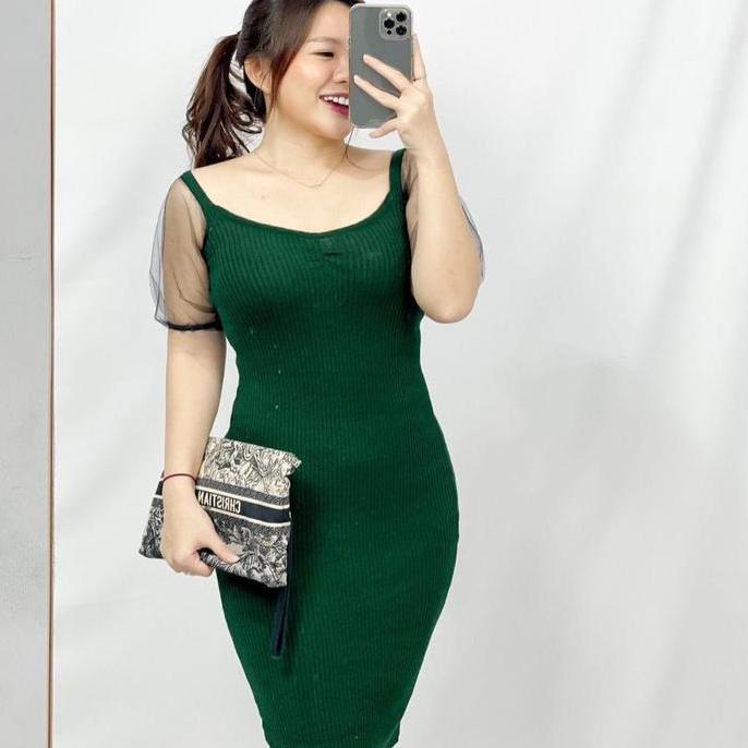 xFashion.ID - Dress Midi Rajut Aleya Casual Wanita Casual Wanita Melar Panjang