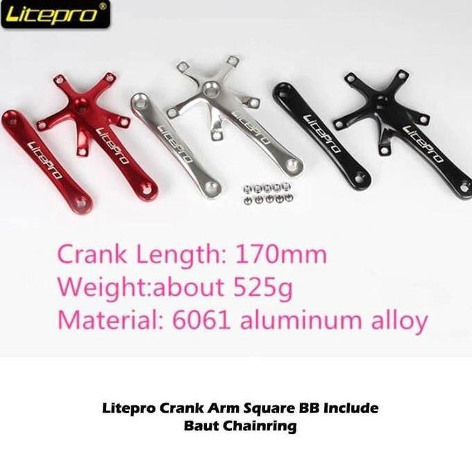 Crankset Bb Kotak Litepro Plus Crank Arm Bcd130 Aluminum Alloy Plus Jamin Ori Panjang 170Mm