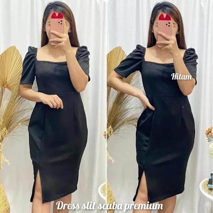 Basic id fashion Dres wanita scuba / Dres scuba bodycon / Dres pesta bahan scuba premium