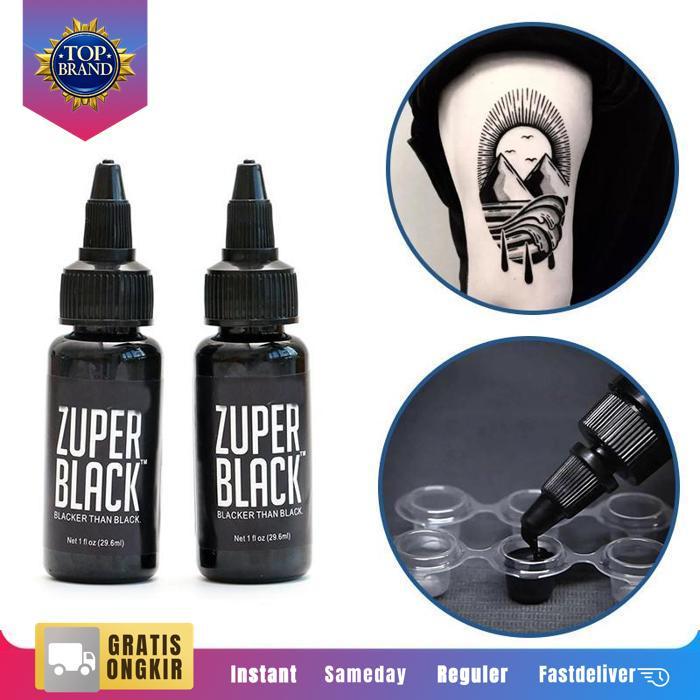 Zuper Tinta Hitam Tattoo 1Oz Ink Tatto 30Ml Tinta Tatto Super Black Pigmen Pewarna Tato Original