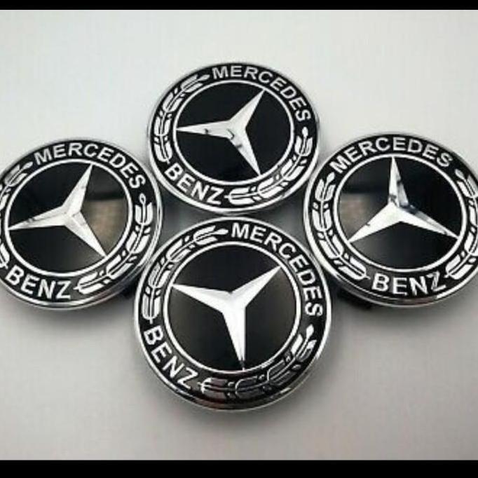 kintarazti 1SET Dop Velg Roda Emblem Mercedes Benz Padi Hitam 75mm DopRoda Mercy Diskon