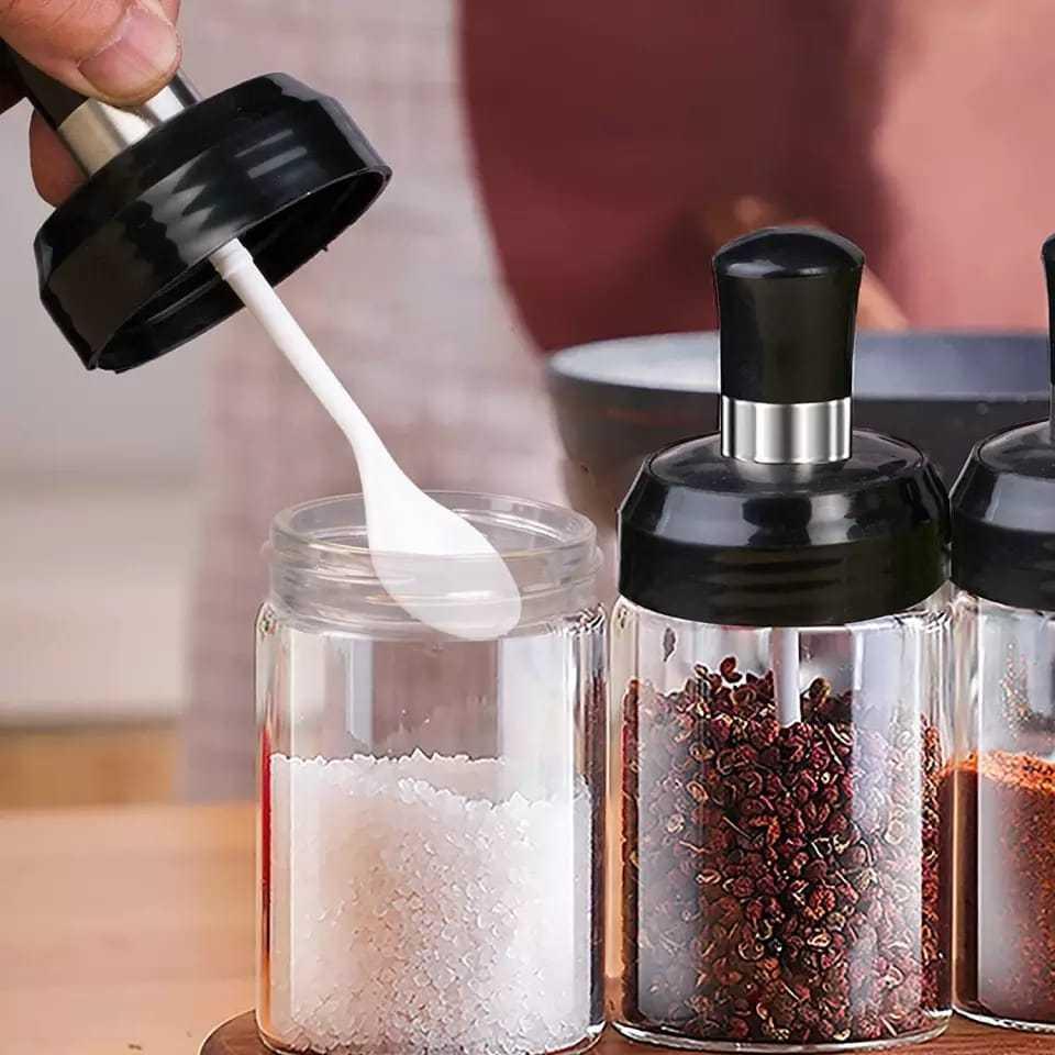 Cod Botol Tempat Bumbu Dapur Kaca Free Sendok Tempat Bumbu Dapur Set Aesthetic Serbaguna