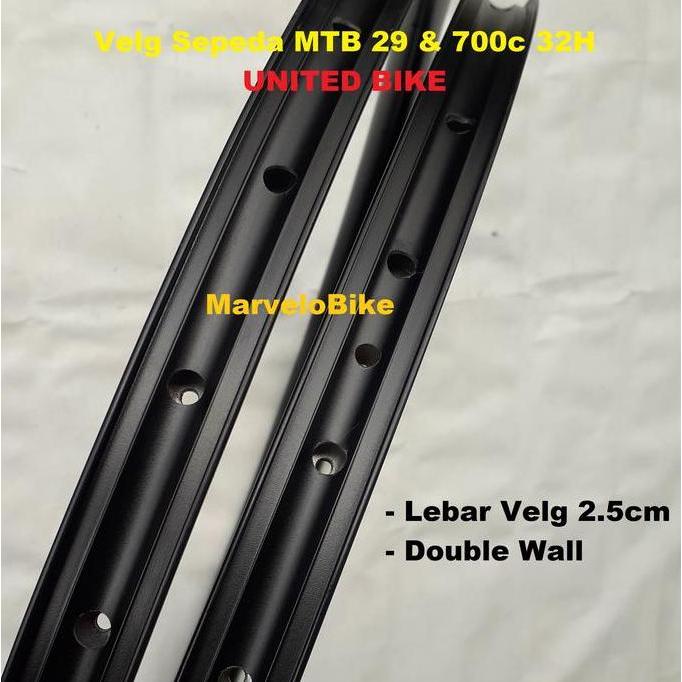 Ready Rims Velg Sepeda MTB 29 Fixie RoadBike 700c 32 Hole FV Merk UNITED