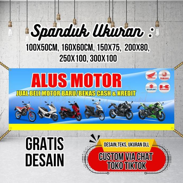 SPANDUK BANNER Jual Beli Motor Bekas Atau Baru Biru MMT Spanduk Custom 300x100