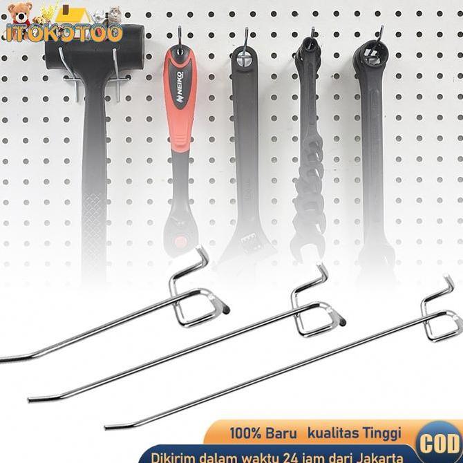 AQZEVUN Isi 10 Hook Ram Gantungan Besi Display Barang Ukuran 10/15/20cm Untuk Display Barang Hook Ra