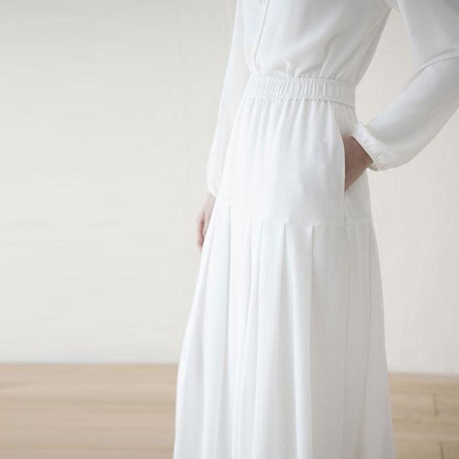 Sharvani Skirt by Aska Label - Rok wanita pinggang karet details lipit dan kantong