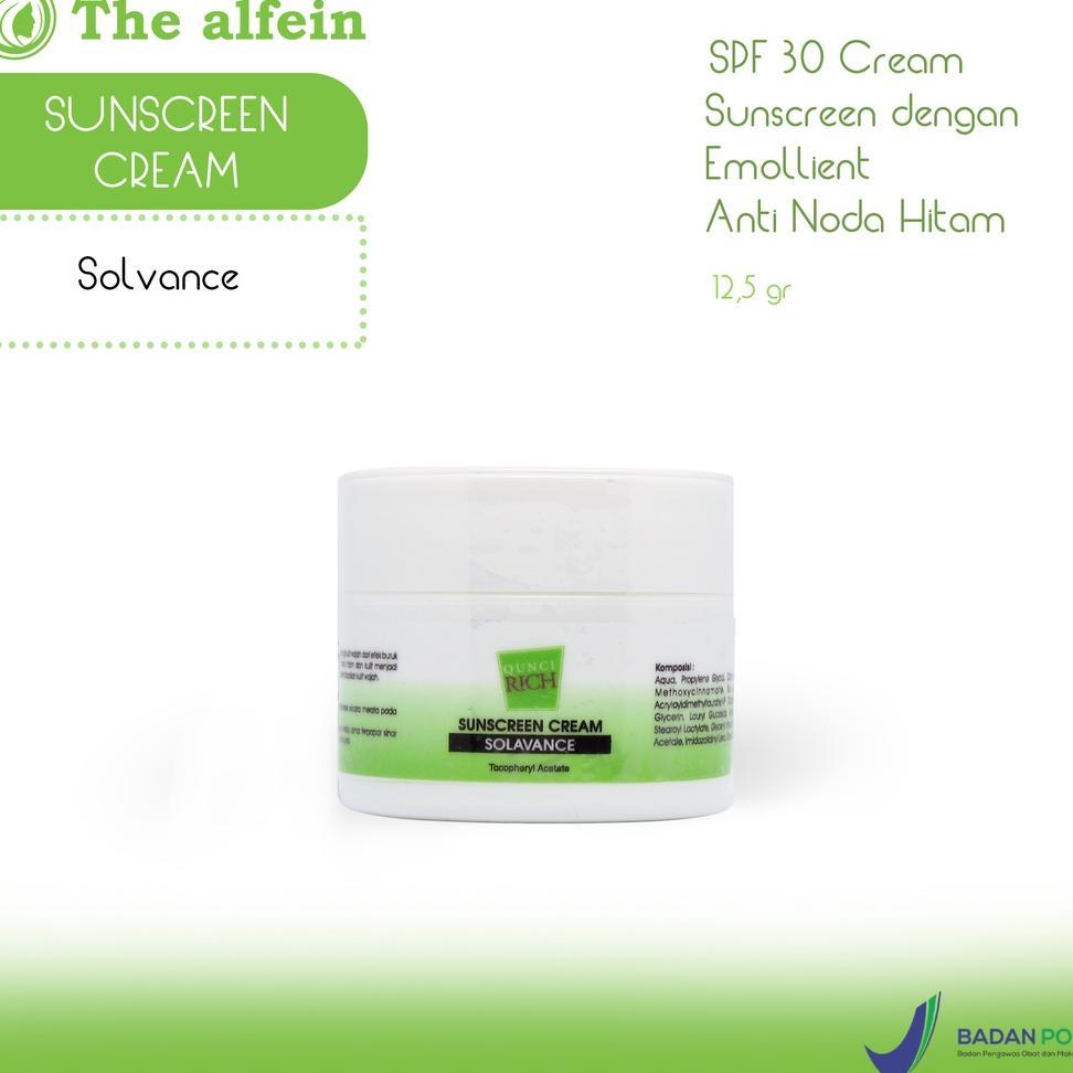 Sunscreen Cream Spf 30 Solavance | Sunscreen Dengan Emollient Anti Noda Hitam | 12.5 Gr |Qunci Rich