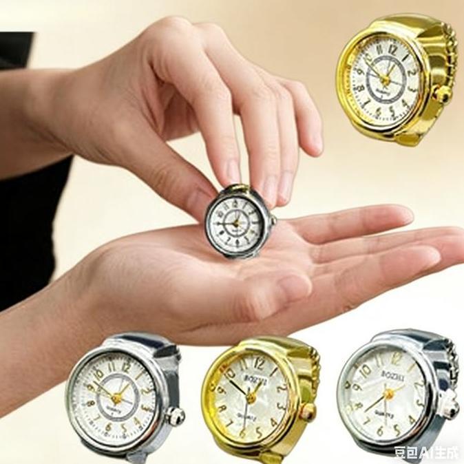FALFEZ Jam Tangan Cincin Digital Emas / Jam Tangan Retro Cincin Mini/Cincin Pria Dan Wanita Yang Ele