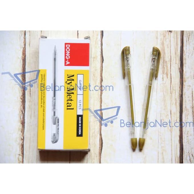 Pen Gel Dong-A My Metal 0.7Mm [Tinta Gold (Emas)/Silver] [1 Lusin]