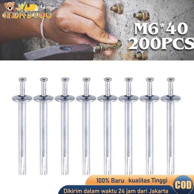 CABBALUS 200pcs Baut Dynabolt M6x40 Frame Anchor Baut American Style Nails