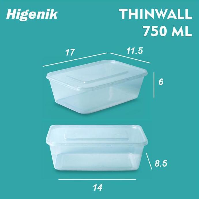 Kriuk- Thinll 750 Ml / Food Container Box / Kotak Makan Plastik / Mika Box