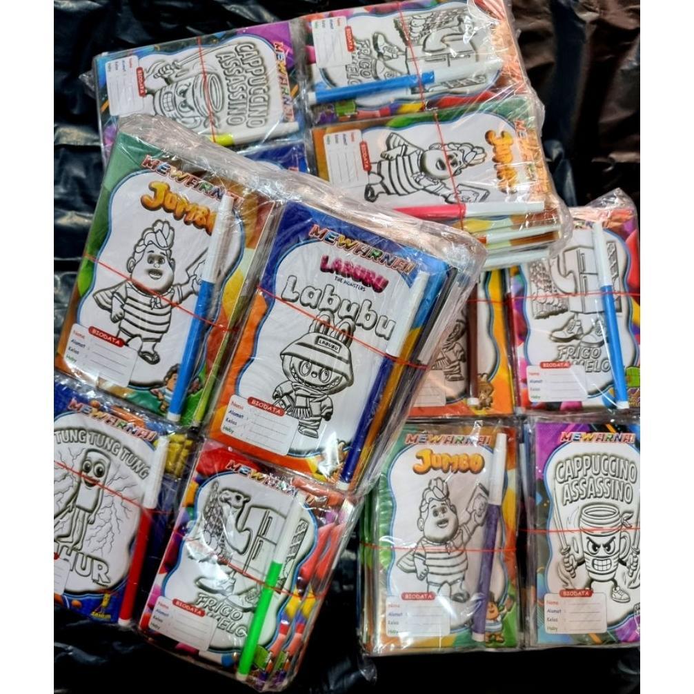 Terbaru Isi 100 Pcs Mewarnai Gambar Cat Air (No 02) / Mainan Anak