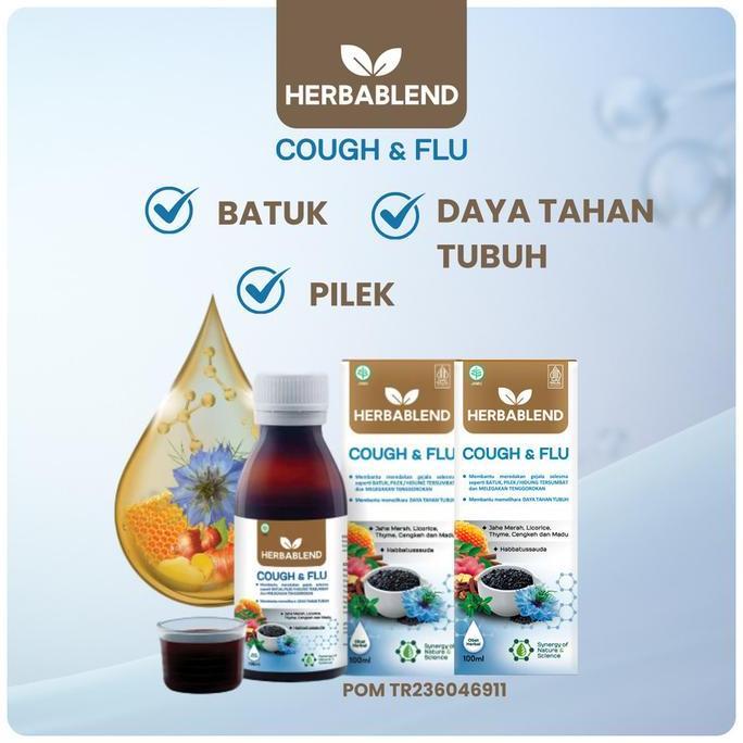 Intm- Herbablend Cough & Flu (2 Botol X 100 Ml) Suplemen Kesehatan Habbatussauda | Obat Batuk Herbal