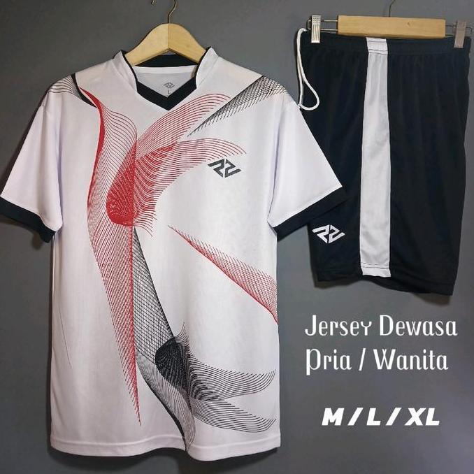 Stelan Jersey Dewasa/ Sport Futsal Voli Badminton/Cocok Untuk Pria Dan Wanita/Satu Set Baju Dan Cela