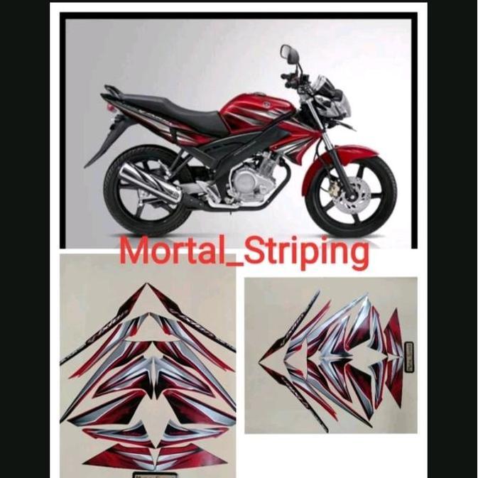 STIKER STRIPING & LIS BODY VIXION OLD 2012 MERAH HITAM STANDAR