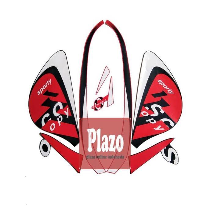 sticker motor / striping honda scoopy sporty 2021 hitam-merah
