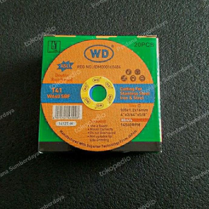 Batu Potong WD 4" Tipis 1 box isi 20 pcs / Gerinda Potong WD 1 box