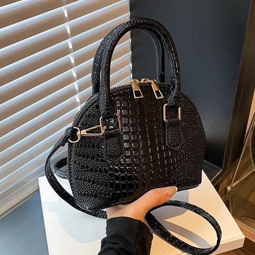 BJ44017 - B/COFFEE/EN/ORANGE/RED - TAS SLEMPANG HANDBAG CROCO GLOSSY ALMA TAS WANITA FASHION IMPORT 