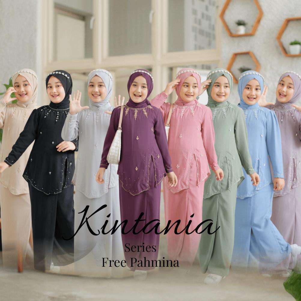 Original Naraya Kids Kintania Series | Gamis Anak SyarI 4-12 Tahun Set Pashmina Instan Bahan Babydol