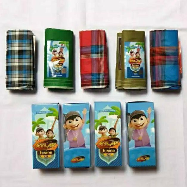 WAJIB PUNYA SARUNG ANAK ATLAS JUNIOR SD SMP POLOS HITAM PUTIH WARNA KOTAK KECIL KIDS LAKI COWO COWOK