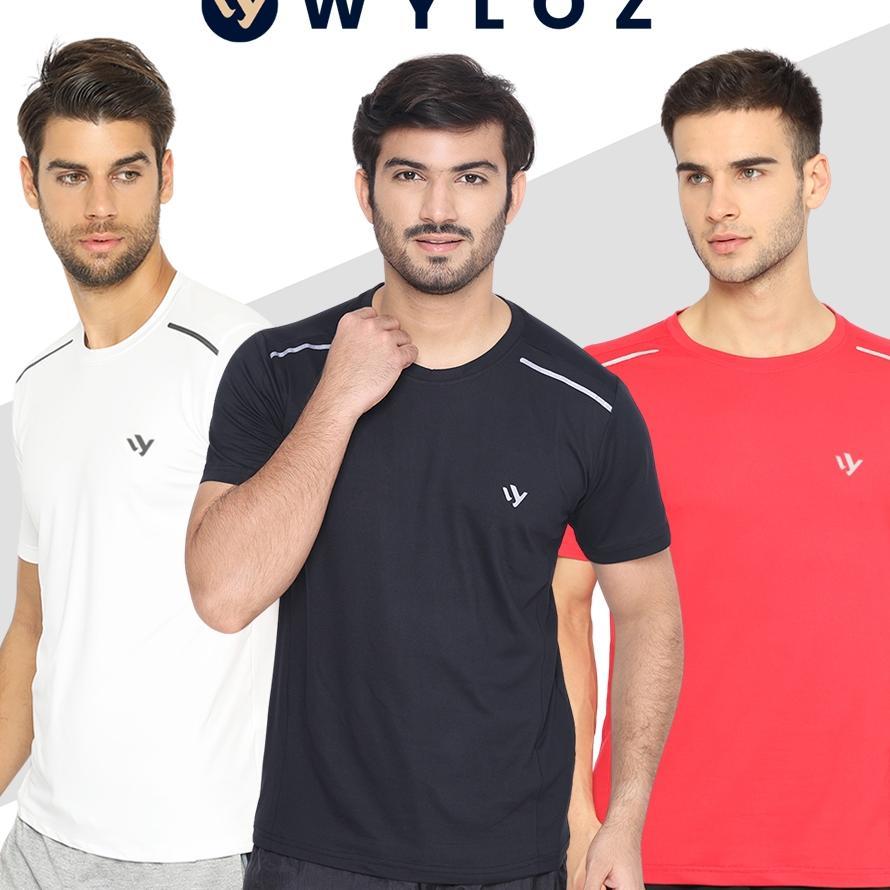 Wyloz Baju Kaos Olahraga Training Lengan Pendek Pria Gym Fitness Jersey Lari Running Sepeda Bola Fut