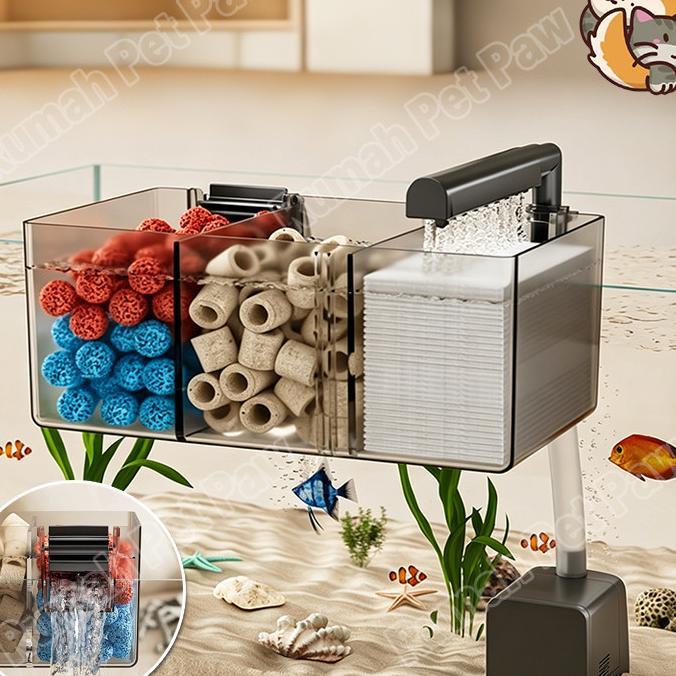 1 Set Filter Akrilik Gantung Air Filter Aquarium 3 In 1 Hangon Aquarium External Hang On Hanging Aku