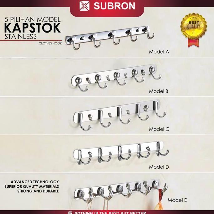 SUBRON Kapstok Hanger Stainless Steel 5 Kait 5 Pilihan Model