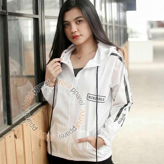 Sale KUXU Jaket Kuxu Hoodie Resleting Wanita - Jaket Parasut Hoodie Zipper Wanita - Jaket Sporty Wan