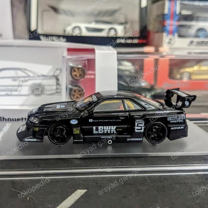 DIECAST CM MODEL LB NISSAN SKYLINE  ER34 R34 SILHOUTTE BLACK AG27