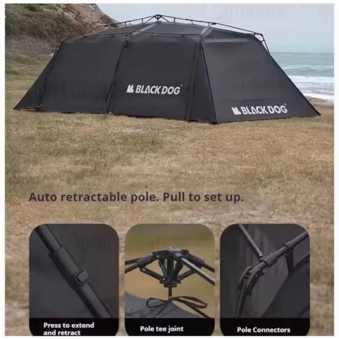 BLACKDOG SPACESHIP STAR X AUTOMATIC BLACK NEW TUNNEL TENT TENDA TEROWONGAN OTOMATIS HITAM CAMPING OU